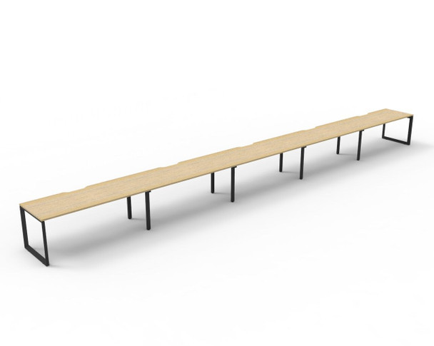Rapidline Deluxe Infinity Single Sided 5 Person Workstation Loop Leg 1200 x 750mm Natural Oak / Black Satin