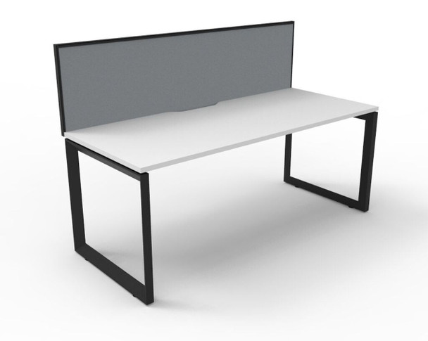Rapidline #D-ILLSWS1P1575 NW/BL Deluxe Rapid Infinity 1 Person Single Sided Workstation - with Screen Natural White/Black - Rapidline workstation, rapidline corner workstation, rapidline adjustable workstation | It's A Mega Thing