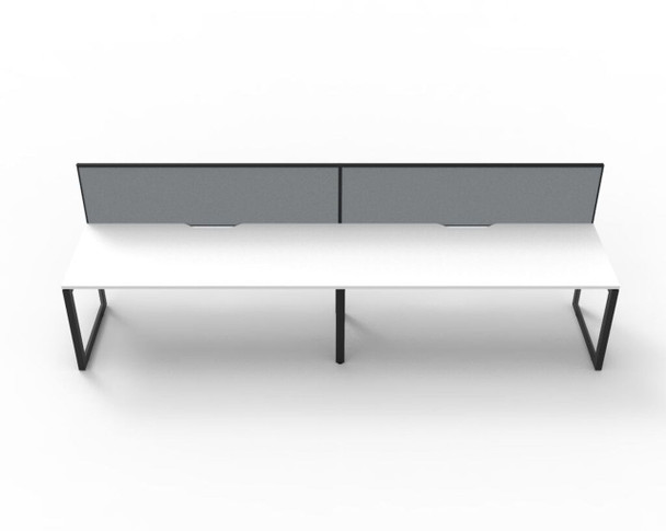 Rapidline 2 Person Workstation Deluxe Infinity Single Sided Loop Leg 1200 x 750mm with Screen Natural White / Black Satin
