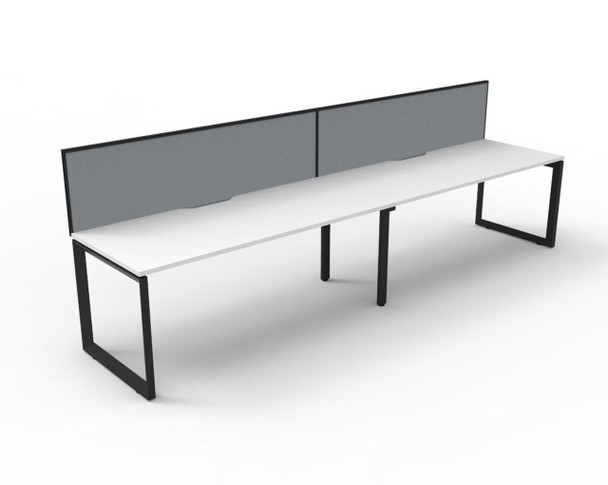 Rapidline Deluxe Infinity Single Sided 2 Person Workstation Loop Leg 1500 x 750mm with Screen Natural White / Black Satin
