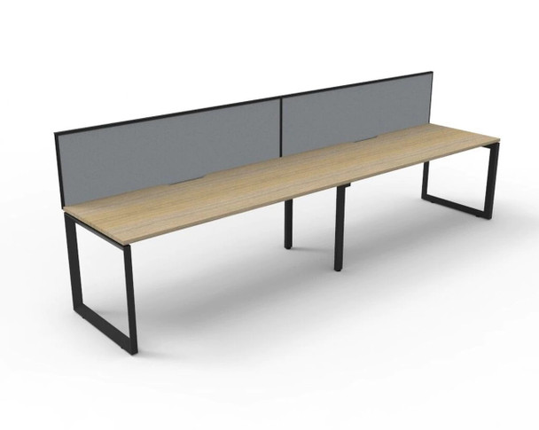 Rapidline Deluxe Infinity Single Sided 2 Person Workstation Loop Leg 1800 x 750mm with Screen Natural Oak / Black Satin