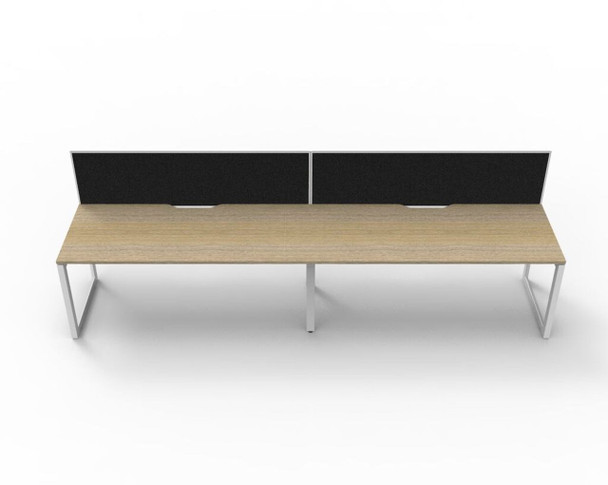 Rapidline 2 Person Workstation Deluxe Infinity Single Sided Loop Leg 1800 x 750mm with Screen Natural Oak / White Satin