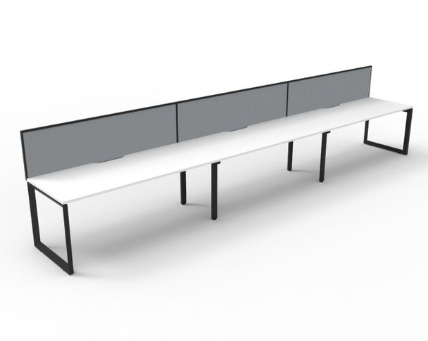 Rapidline Deluxe Infinity Single Sided 3 Person Workstation Loop Leg 1200 x 750mm with Screen Natural White / Black Satin