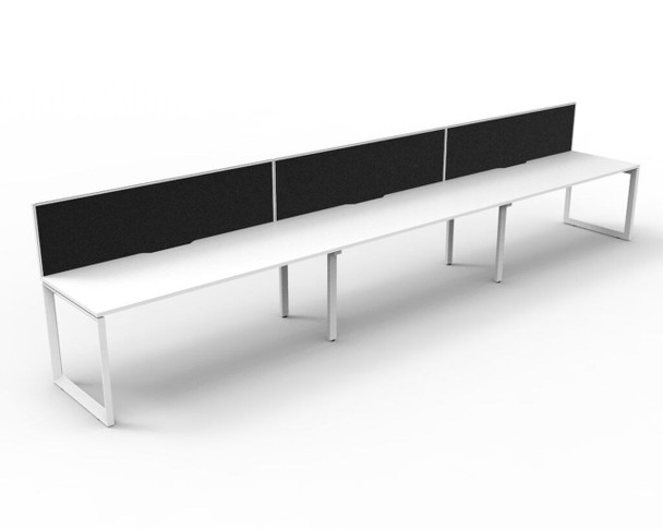 Rapidline Deluxe Infinity Single Sided 3 Person Workstation Loop Leg 1500 x 750mm with Screen Natural White / White Satin