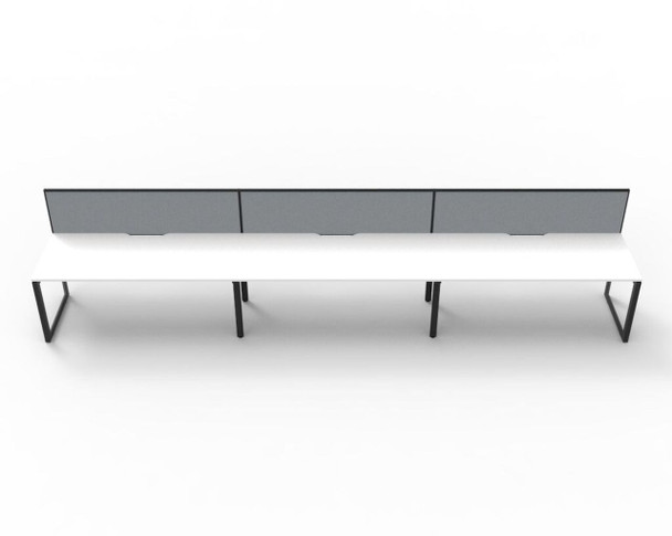 Rapidline 3 Person Workstation Deluxe Infinity Single Sided Loop Leg 1800 x 750mm with Screen Natural White / Black Satin