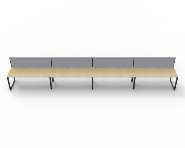Rapidline 4 Person Workstation Deluxe Infinity Single Sided Loop Leg 1800 x 750mm with Screen Natural Oak / Black Satin
