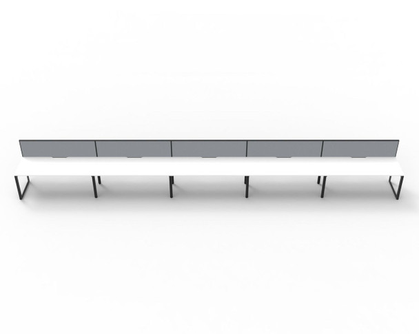 Rapidline 5 Person Workstation Deluxe Infinity Single Sided Loop Leg 1200 x 750mm with Screen Natural White / Black Satin