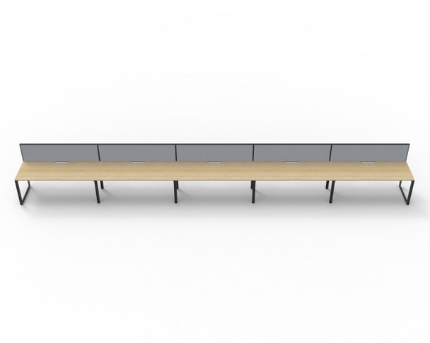 Rapidline 5 Person Workstation Deluxe Infinity Single Sided Loop Leg 1500 x 750mm with Screen Natural Oak / Black Satin