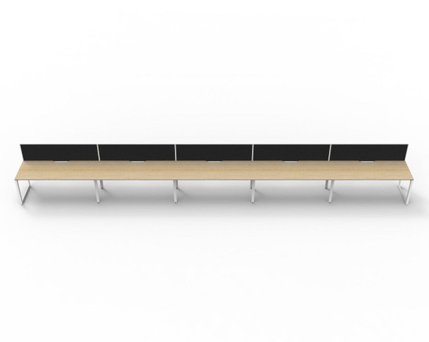 Rapidline 5 Person Workstation Deluxe Infinity Single Sided Loop Leg 1500 x 750mm with Screen Natural Oak / White Satin