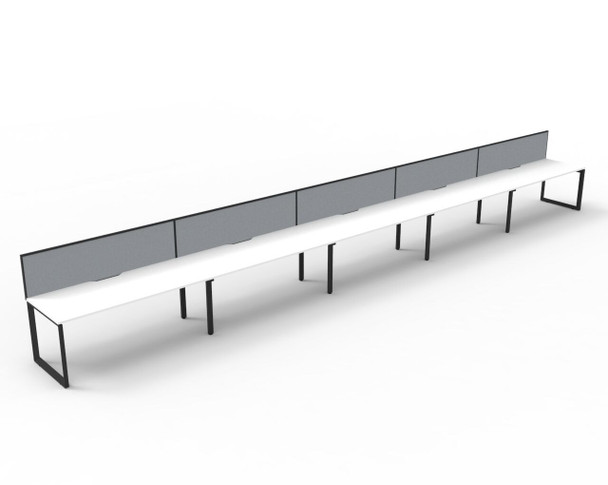 Rapidline Deluxe Infinity Single Sided 5 Person Workstation Loop Leg 1800 x 750mm with Screen Natural White / Black Satin