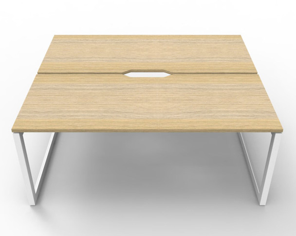 Rapidline 2 Person Deluxe Infinity Back to Back Workstation Loop Leg 1200 x 750mm Natural Oak / White Satin