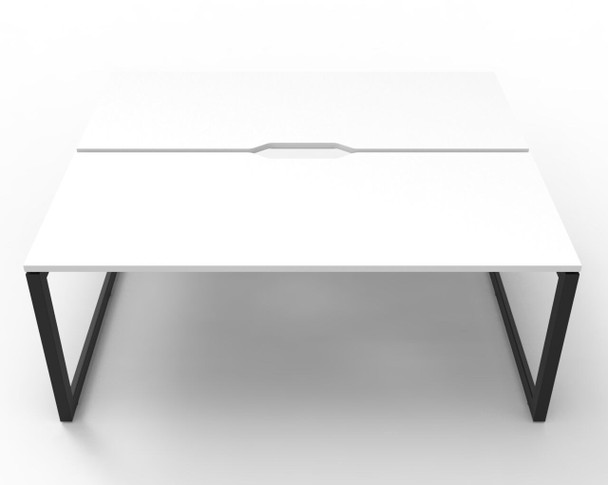 Rapidline 2 Person Deluxe Infinity Back to Back Workstation Loop Leg 1800 x 750mm Natural White / Black Satin