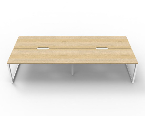 Rapidline 4 Person Workstation Deluxe Infinity Back to Back Loop Leg 1500 x 750mm Natural Oak / White Satin