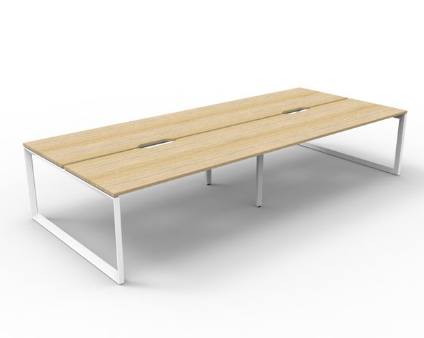 Rapidline #D-ILLD4P1875 NO/WS Deluxe Rapid Infinity 4 Person Double Sided Workstation - No Screen Natural Oak/White - Rapidline workstation, rapidline corner workstation, rapidline adjustable workstation | It's A Mega Thing