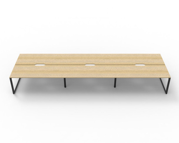 Rapidline 6 Person Workstation Deluxe Infinity Back to Back Loop Leg 1200 x 750mm Natural Oak / Black Satin