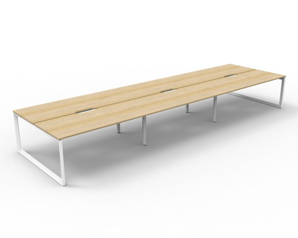 Rapidline Deluxe Infinity Back to Back 6 Person Workstation Loop Leg 1800 x 750mm Natural Oak / White Satin