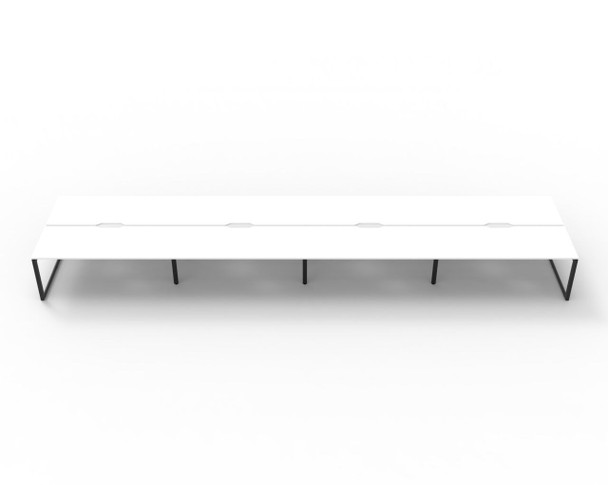 Rapidline 8 Person Workstation Deluxe Infinity Back to Back Loop Leg 1200 x 750mm Natural White / Black Satin