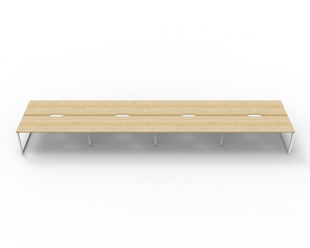 Rapidline 8 Person Workstation Deluxe Infinity Back to Back Loop Leg 1500 x 750mm Natural Oak / White Satin