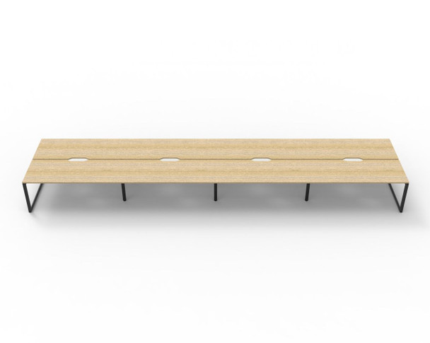 Rapidline 8 Person Workstation Deluxe Infinity Back to Back Loop Leg 1800 x 750mm Natural Oak / Black Satin