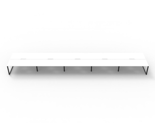 Rapidline 10 Person Deluxe Infinity Back to Back Workstation Loop Leg 1500 x 750mm Natural White / Black Satin