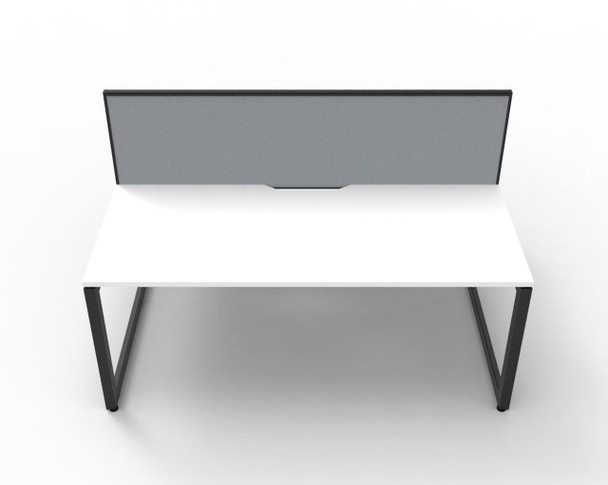 Rapidline 2 Person Deluxe Infinity Back to Back Workstation Loop Leg 1200 x 750mm with Screen Natural White / Black Satin