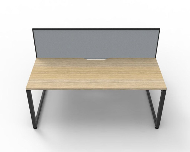 Rapidline 2 Person Deluxe Infinity Back to Back Workstation Loop Leg 1200 x 750mm with Screen Natural Oak / Black Satin