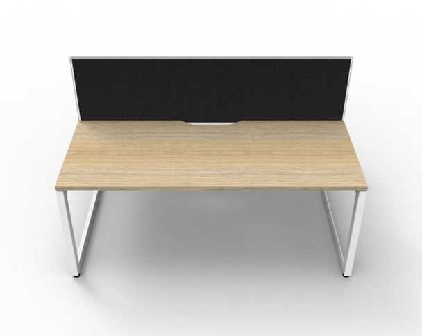 Rapidline 2 Person Deluxe Infinity Back to Back Workstation Loop Leg 1200 x 750mm with Screen Natural Oak / White Satin