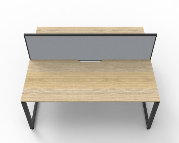 Rapidline Workstation Deluxe Infinity Back to Back 2 Person Loop Leg 1500 x 750mm with Screen Natural Oak / Black Satin
