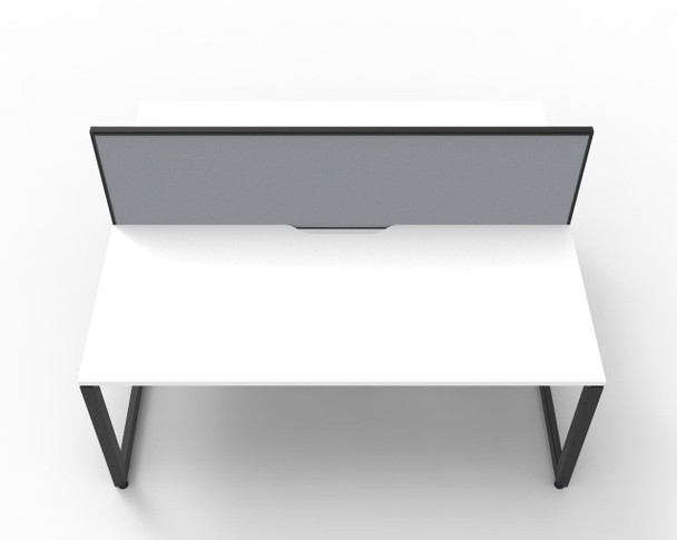 Rapidline Workstation Deluxe Infinity Back to Back 2 Person Loop Leg 1800 x 750mm with Screen Natural White / Black Satin