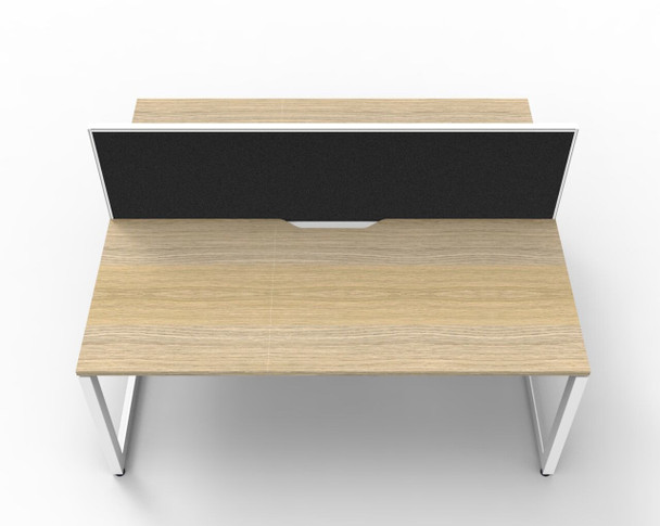 Rapidline Workstation Deluxe Infinity Back to Back 2 Person Loop Leg 1800 x 750mm with Screen Natural Oak / White Satin