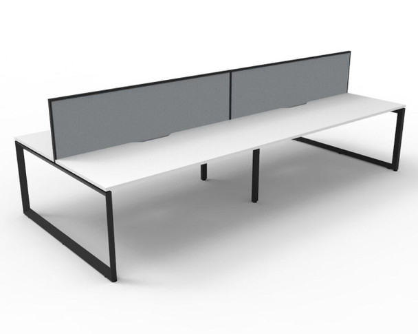 Rapidline Deluxe Infinity Back to Back 4 Person Workstation Loop Leg 1200 x 750mm with Screen Natural White / Black Satin