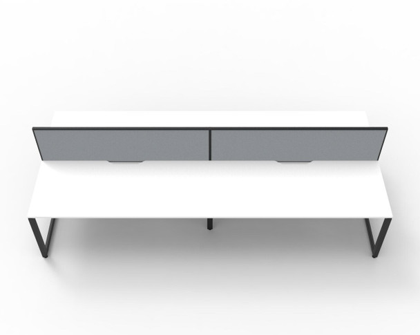 Rapidline Workstation Deluxe Infinity Back to Back 4 Person Loop Leg 1200 x 750mm with Screen Natural White / Black Satin