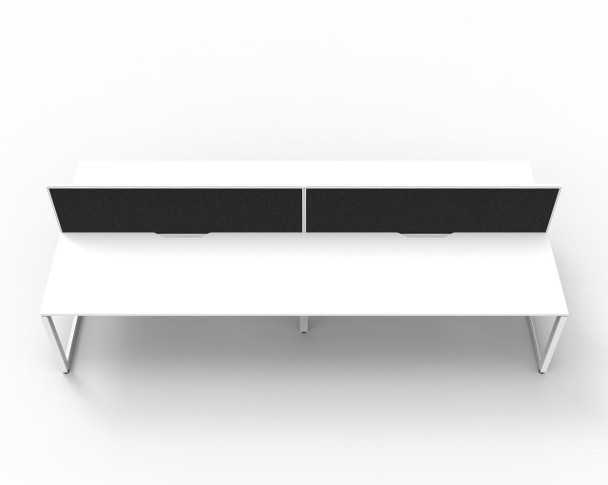 Rapidline Workstation Deluxe Infinity Back to Back 4 Person Loop Leg 1200 x 750mm with Screen Natural White / White Satin