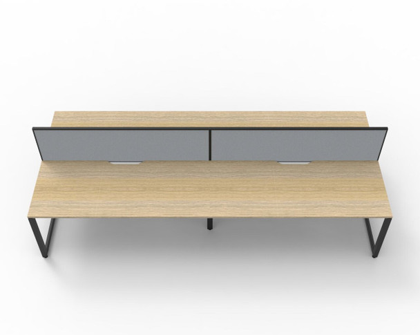 Rapidline Workstation Deluxe Infinity Back to Back 4 Person Loop Leg 1800 x 750mm with Screen Natural Oak / Black Satin