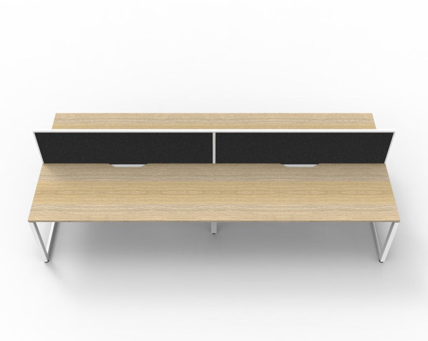 Rapidline Workstation Deluxe Infinity Back to Back 4 Person Loop Leg 1800 x 750mm with Screen Natural Oak / White Satin