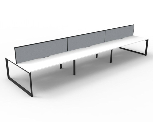 Rapidline Deluxe Infinity Back to Back 6 Person Workstation Loop Leg 1200 x 750mm with Screen Natural White / Black Satin