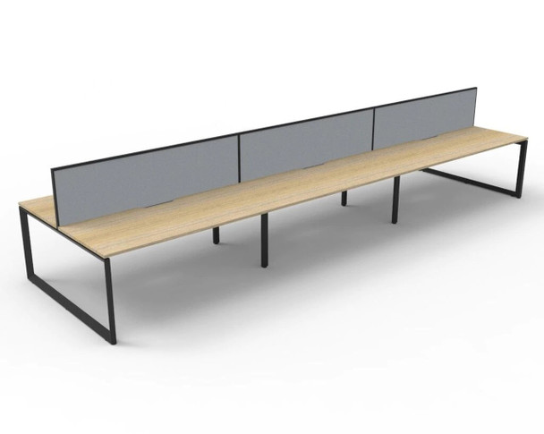 Rapidline #D-ILLDWS6P1275 NO/BL Deluxe Rapid Infinity 6 Person Double Sided Workstation - With Screen Natural Oak/Black - rapidline adjustable workstation, rapidline single sided workstation, rapidline double sided workstation | It's A Mega Thing