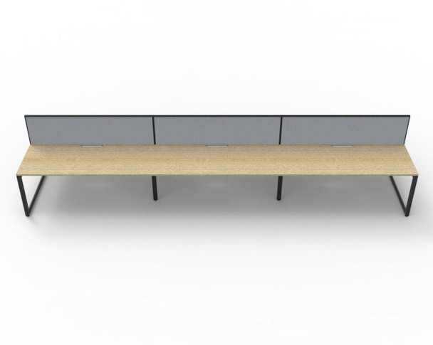 Rapidline 6 Person Deluxe Infinity Back to Back Workstation Loop Leg 1200 x 750mm with Screen Natural Oak / Black Satin