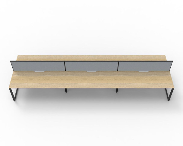 Rapidline Workstation Deluxe Infinity Back to Back 6 Person Loop Leg 1200 x 750mm with Screen Natural Oak / Black Satin