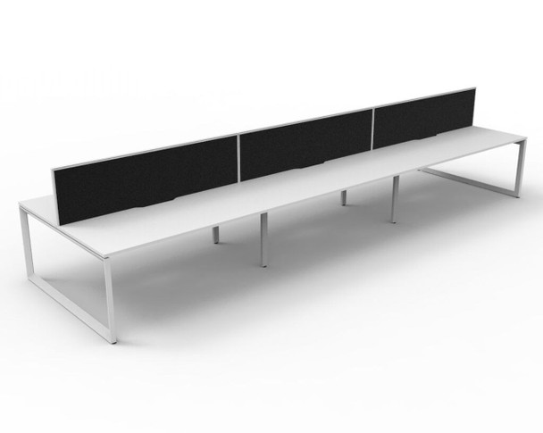 Rapidline Deluxe Infinity Back to Back 6 Person Workstation Loop Leg 1200 x 750mm with Screen Natural White / White Satin