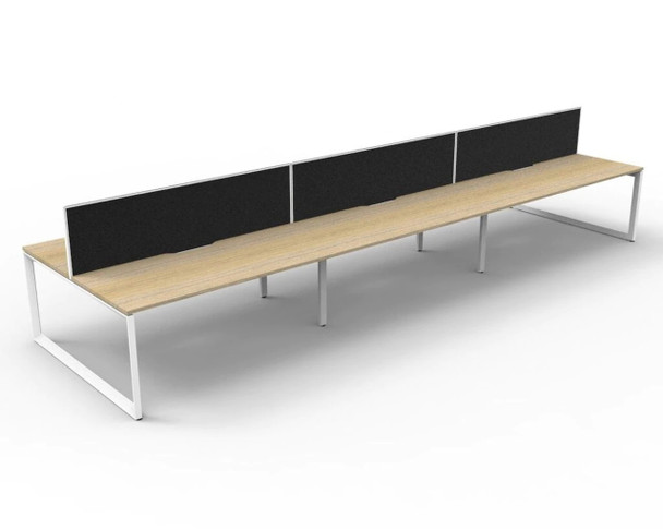 Rapidline Deluxe Infinity Back to Back 6 Person Workstation Loop Leg 1500 x 750mm with Screen Natural Oak / White Satin