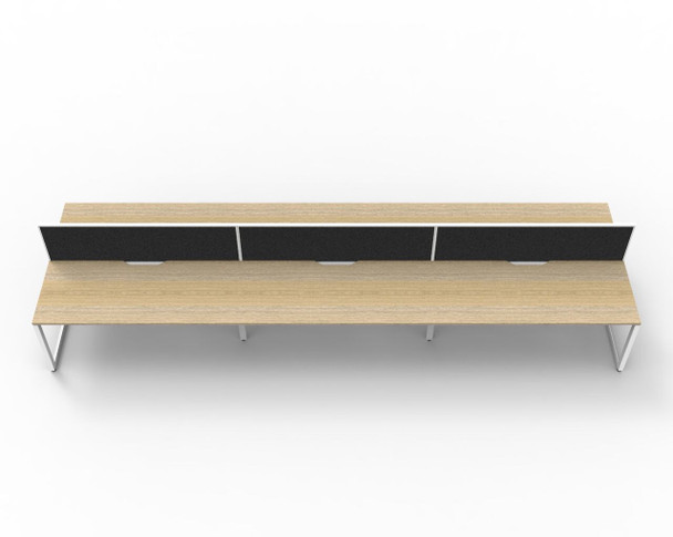 Rapidline Workstation Deluxe Infinity Back to Back 6 Person Loop Leg 1500 x 750mm with Screen Natural Oak / White Satin
