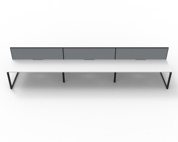 Rapidline 6 Person Deluxe Infinity Back to Back Workstation Loop Leg 1800 x 750mm with Screen Natural White / Black Satin