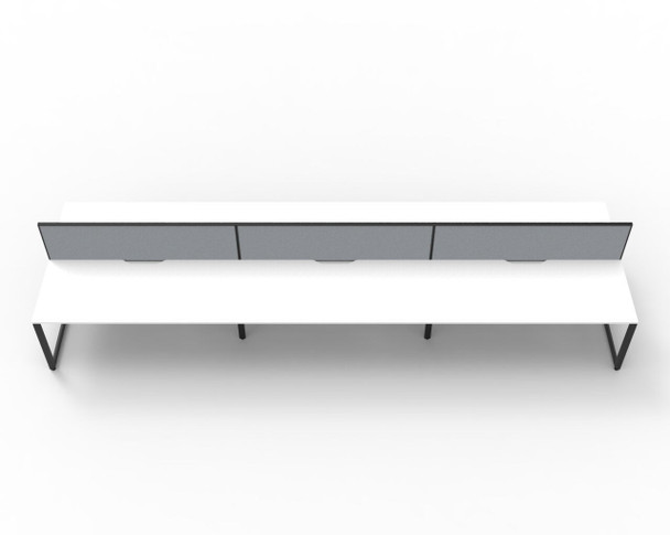 Rapidline Workstation Deluxe Infinity Back to Back 6 Person Loop Leg 1800 x 750mm with Screen Natural White / Black Satin