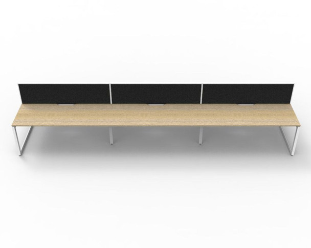 Rapidline 6 Person Deluxe Infinity Back to Back Workstation Loop Leg 1800 x 750mm with Screen Natural Oak / White Satin