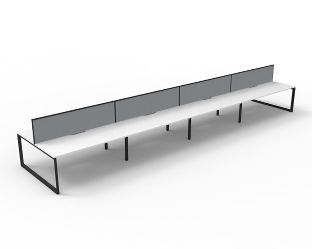 Rapidline Deluxe Infinity Back to Back 8 Person Workstation Loop Leg 1200 x 750mm with Screen Natural White / Black Satin