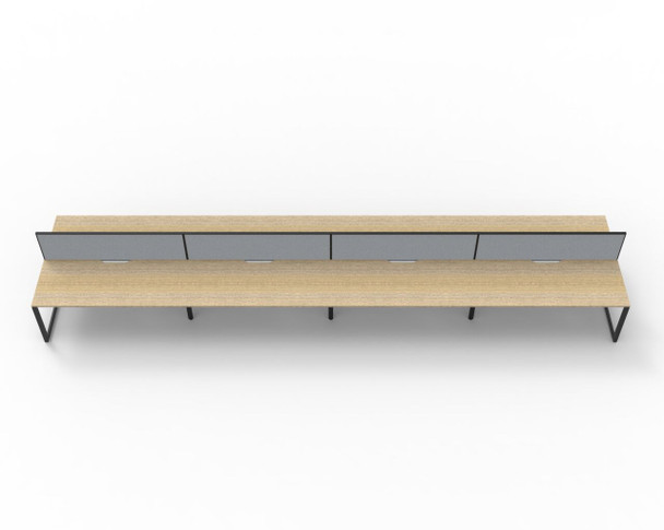 Rapidline 8 Person Workstation Deluxe Infinity Back to Back Loop Leg 1200 x 750mm with Screen Natural Oak / Black Satin