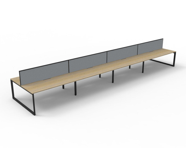 Rapidline Deluxe Infinity Back to Back 8 Person Workstation Loop Leg 1500 x 750mm with Screen Natural Oak / Black Satin
