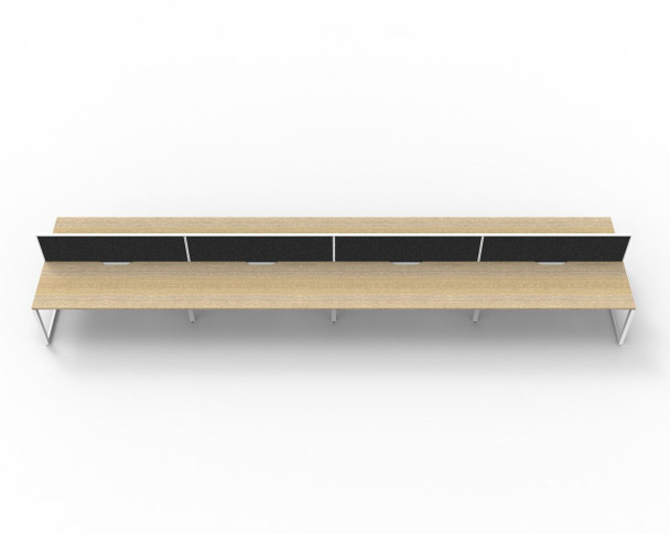 Rapidline 8 Person Workstation Deluxe Infinity Back to Back Loop Leg 1800 x 750mm with Screen Natural Oak / White Satin