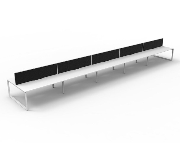 Rapidline Deluxe Infinity Back to Back 10 Person Workstation Loop Leg 1500 x 750mm with Screen Natural White / White Satin
